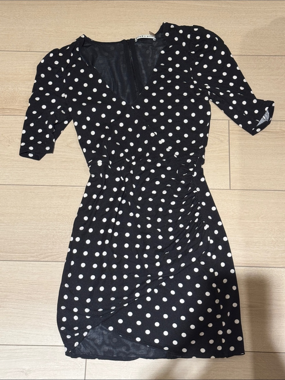 Alice and Olivia polkadot black dress size XS